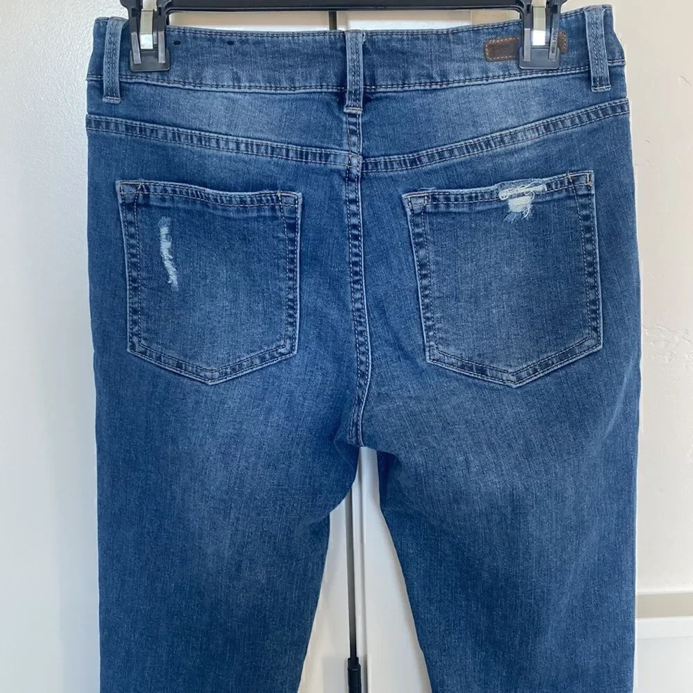 Sanctuary Denim Women’s Mid-Waisted Distressed Skinny Jeans Med Wash Size 27